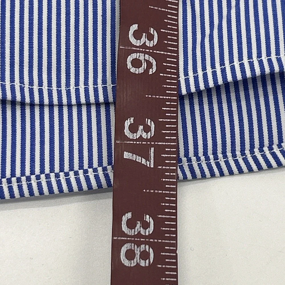 Ralph Lauren Shirt Men 5XB Blue White Stripes Long Sleeve Button Down Poplin NEW